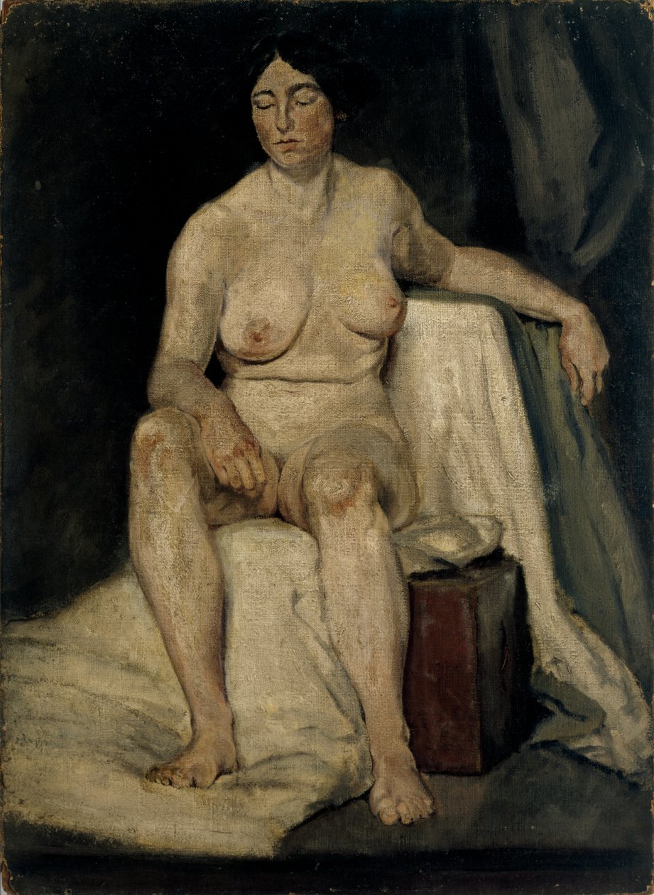 坐着的女性人物，c.1910（布面油画）[LDUCS-5201] 作者 艾尔西·麦克诺特（Elsie McNaught）