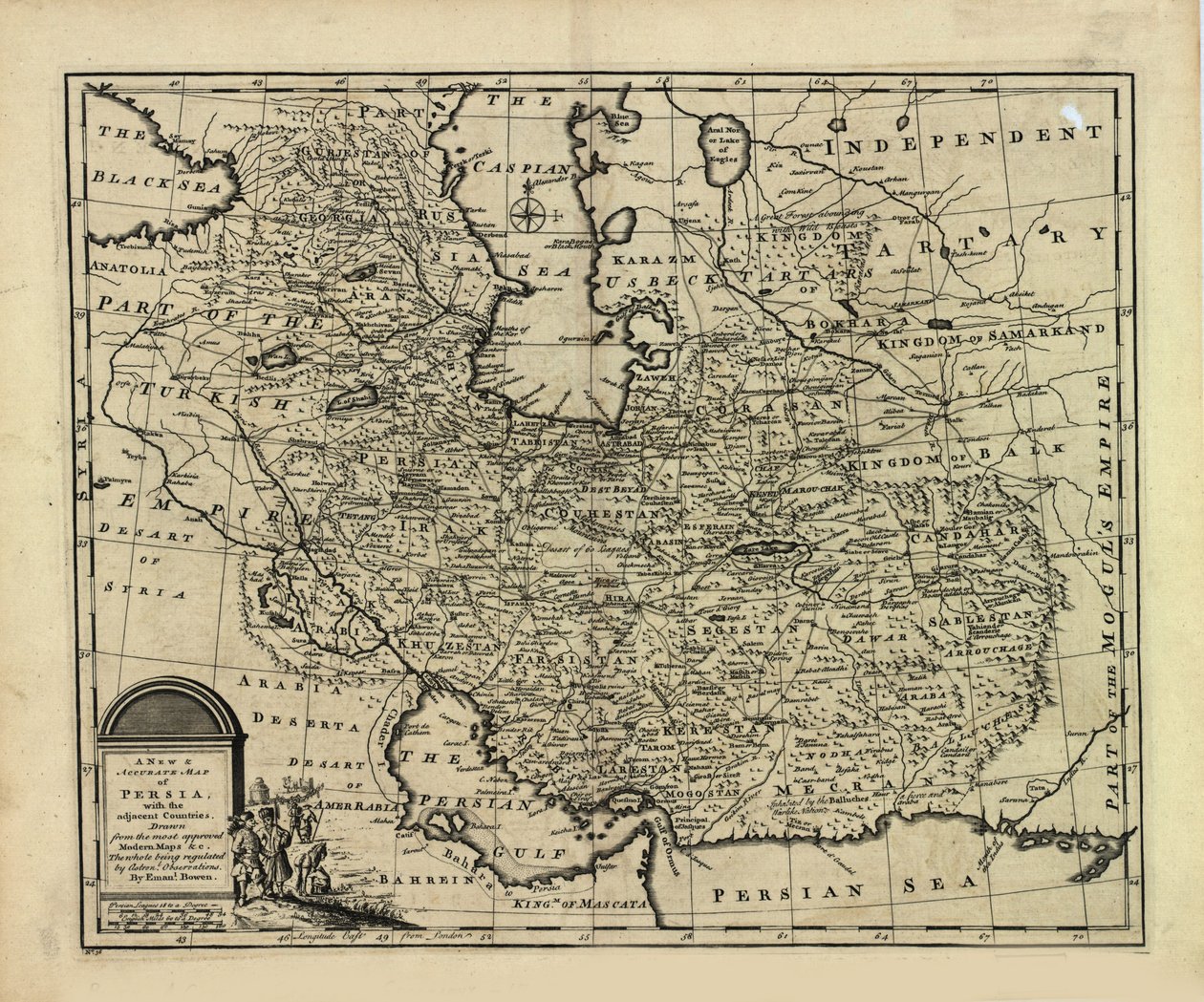 波斯的新精确地图，以及萨法维和莫卧儿帝国 作者 伊曼纽尔·鲍恩（Emanuel Bowen）
