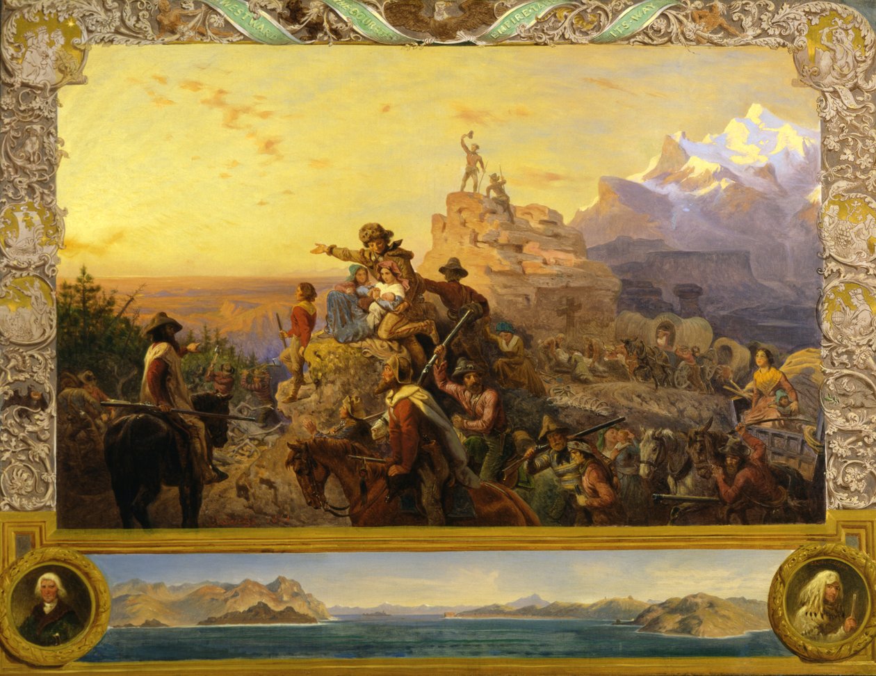 帝国的进程向西走的壁画研究，美国国会大厦，1861年。 作者 伊曼纽尔·戈特利布·洛伊茨