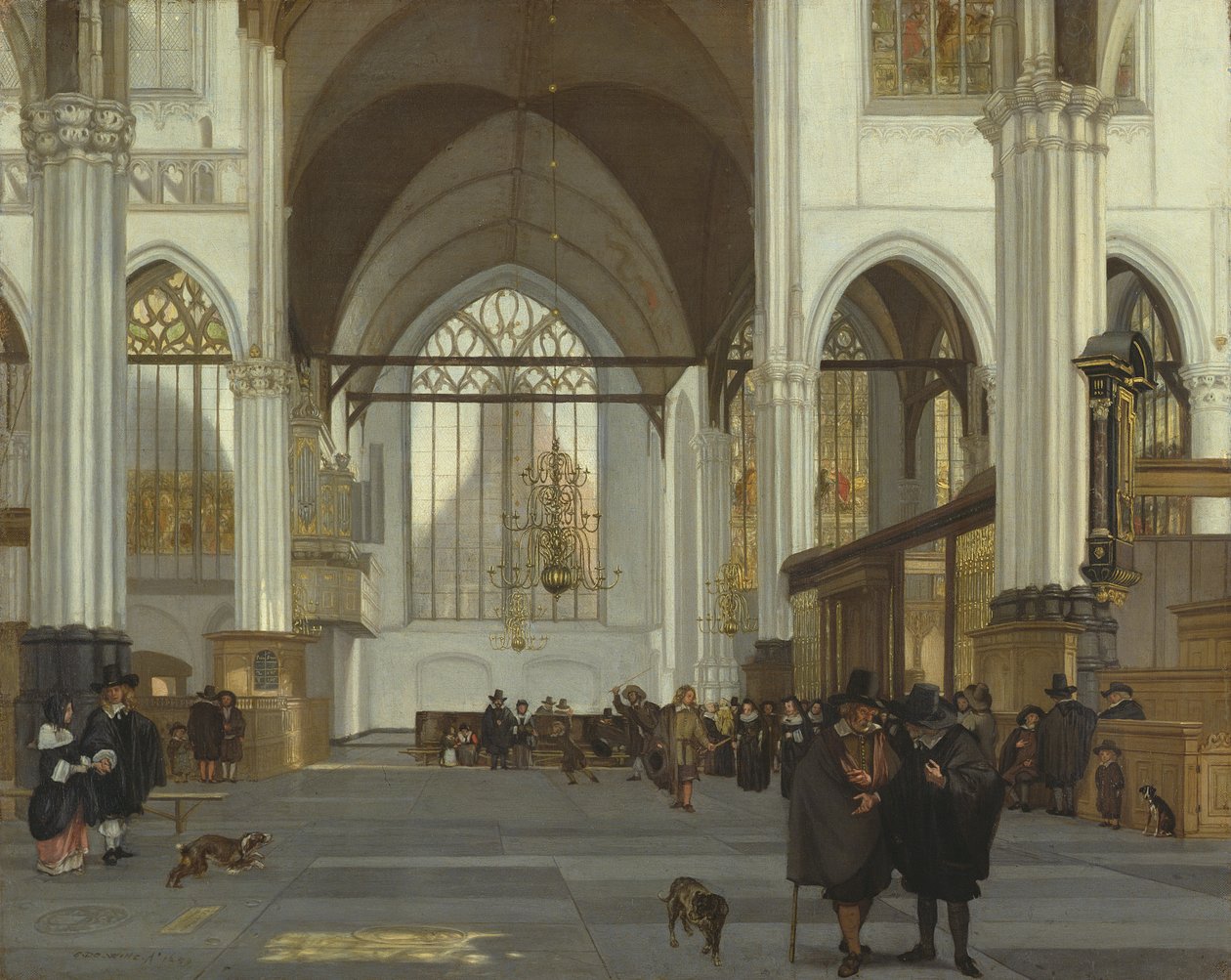 内部的Oude Kerk，阿姆斯特丹，1659年 作者 伊曼纽尔·德·威特