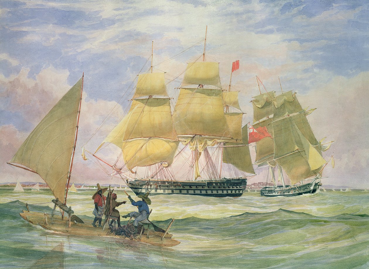 1829年，伯南布哥的HM船舶“恒河”和“蓝宝石” 作者 Emeric Essex维达尔