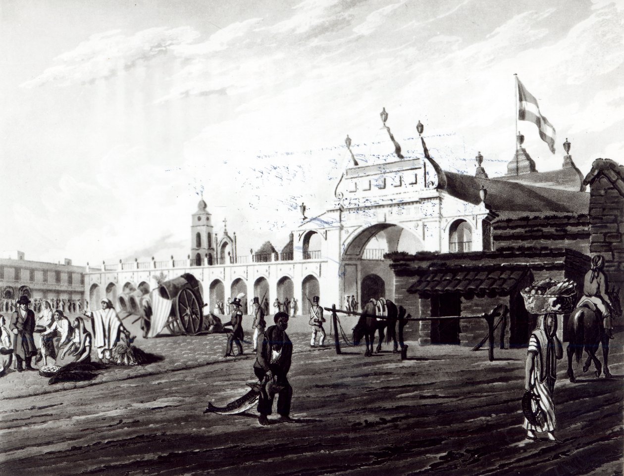 市场，由Daniel Havell（1785-1826）1820年刻 作者 Emeric Essex维达尔