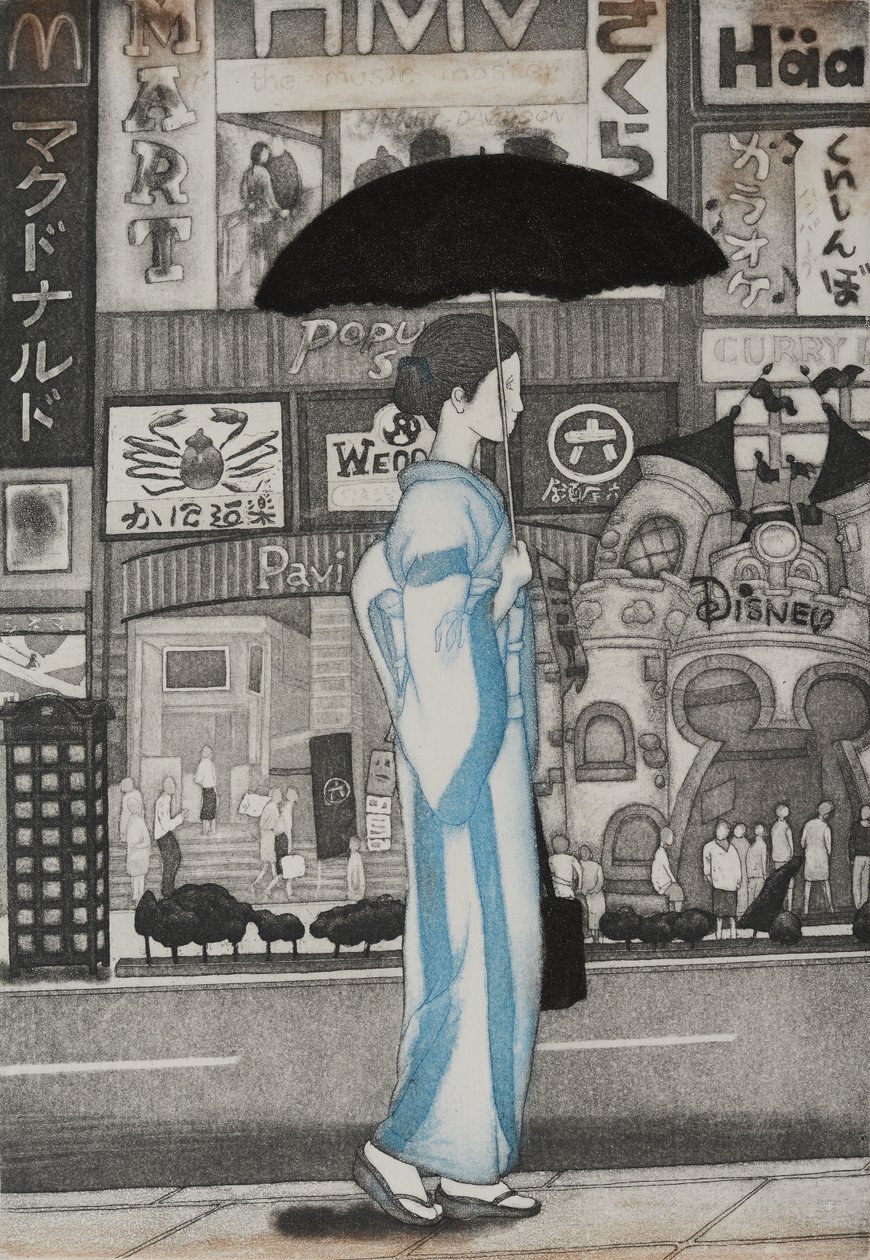 城里的女孩，2007 年（蚀刻版画） 作者 相田惠美子