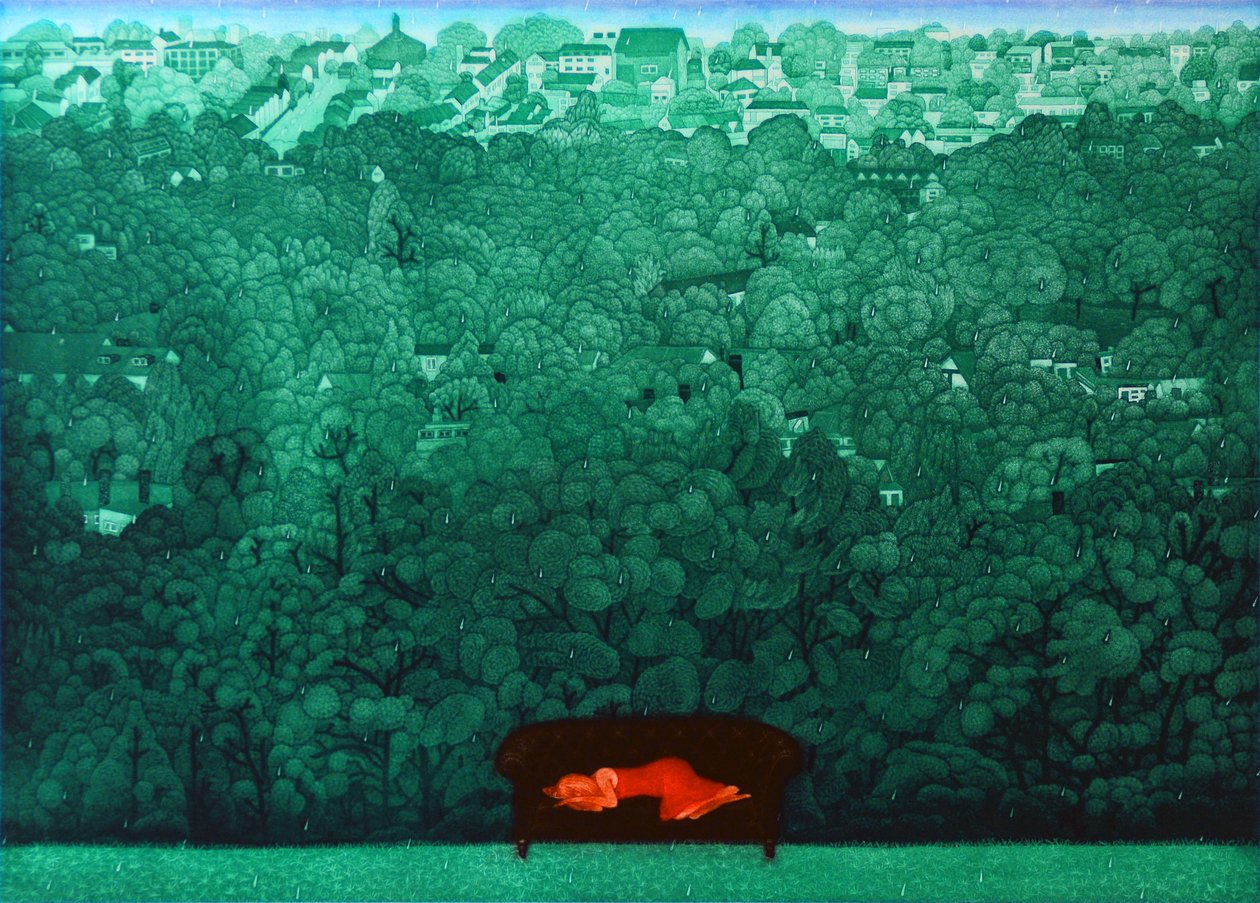 雨中的遐想，2009 年（蚀刻版画） 作者 相田惠美子