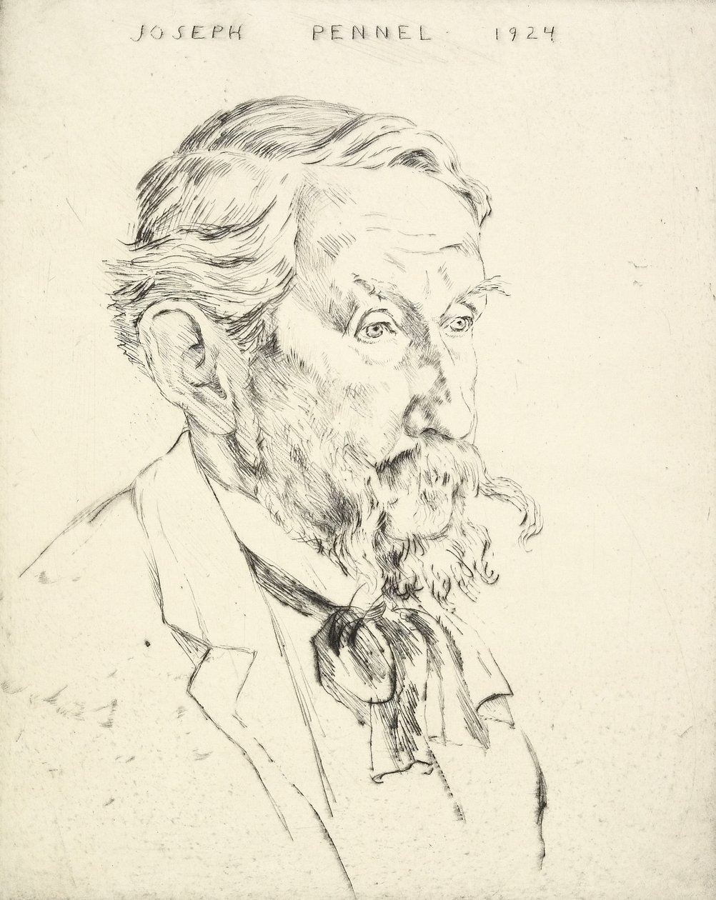 Joseph Pennell的肖像，1924年 作者 埃米尔·奥尔里克（Emil Orlik）