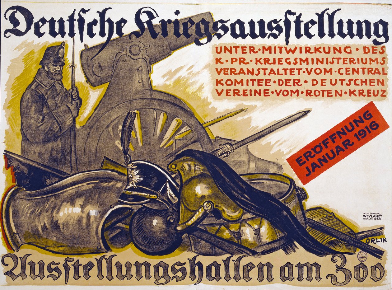 1916年1月，1916年1月，红十字会德国Kriegsausstellung赞助的海报广告 作者 埃米尔·奥尔里克（Emil Orlik）