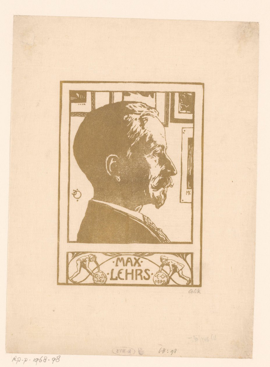 马克斯-莱尔斯肖像 作者 Emil Orlik（艺术家签名）