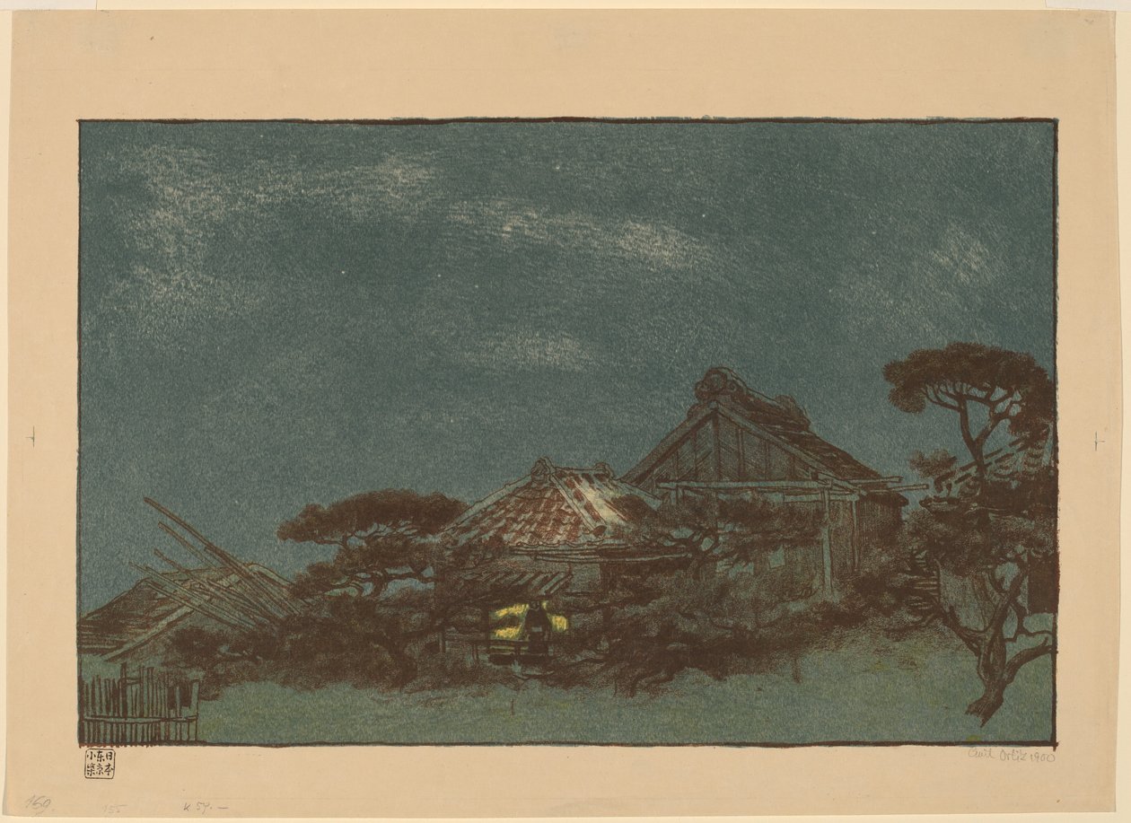 深川的夜晚 作者 埃米尔·奥尔里克（Emil Orlik）