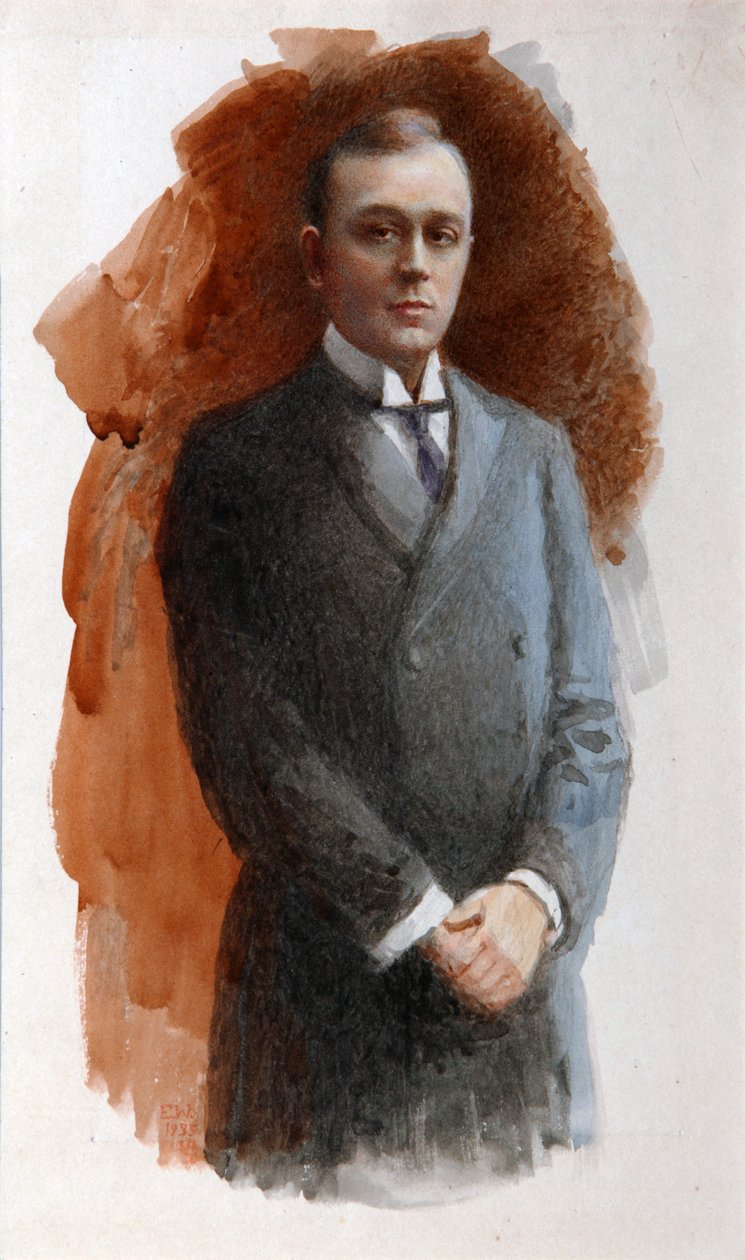 歌剧演员列昂尼德-维塔利耶维奇-索比诺夫1872-1934年的画像，1934年。   作者 埃米尔·奥斯卡罗维奇·威塞尔