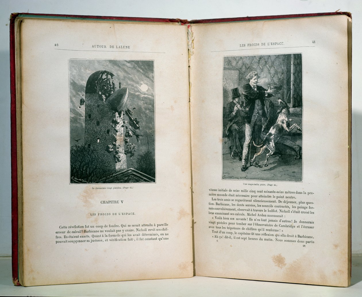 Jules Verne（1828-1905）圆形月亮插图，版本Hetzel 作者 埃米尔·安托万·贝亚德