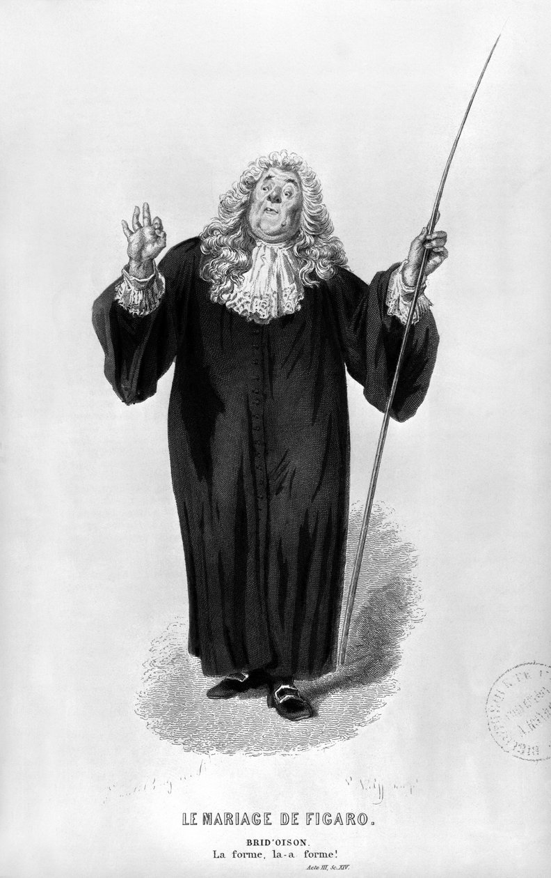 Brid&39;oison，来自Pierre Augustin Caron de Beaumarchais（1732-99）的“费加罗的婚姻”第三幕第14幕的插图 作者 埃米尔·安托万·贝亚德
