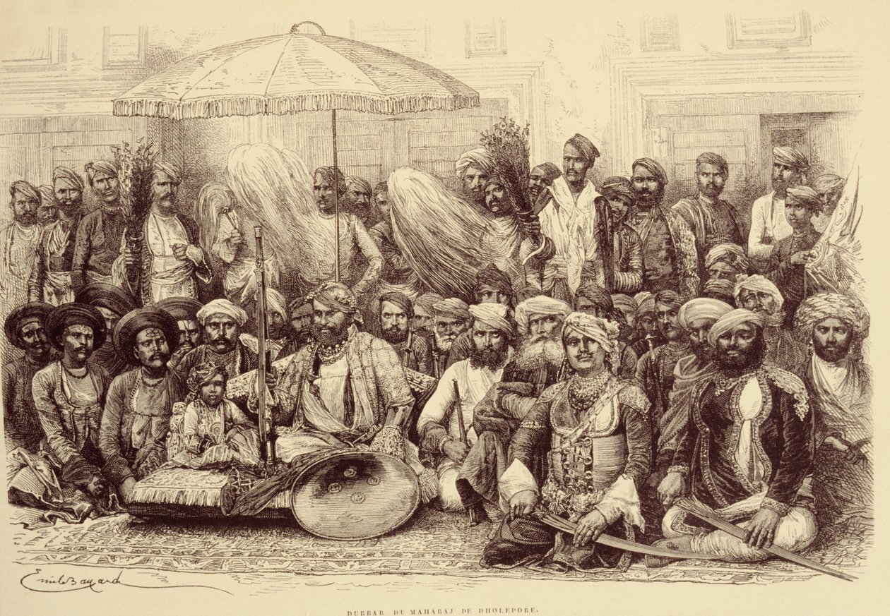 1878年Dholpur的Maharajah的Durbar 作者 埃米尔·安托万·贝亚德