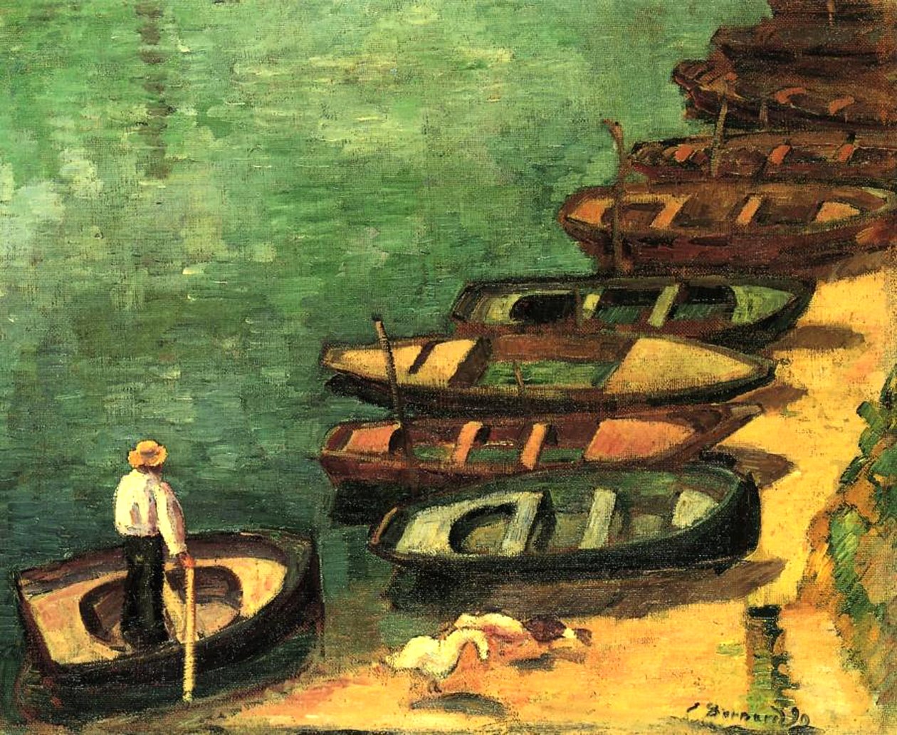 在Pont-Aven，布列塔尼，1890年的船 作者 埃米尔·伯纳德（Emile Bernard）