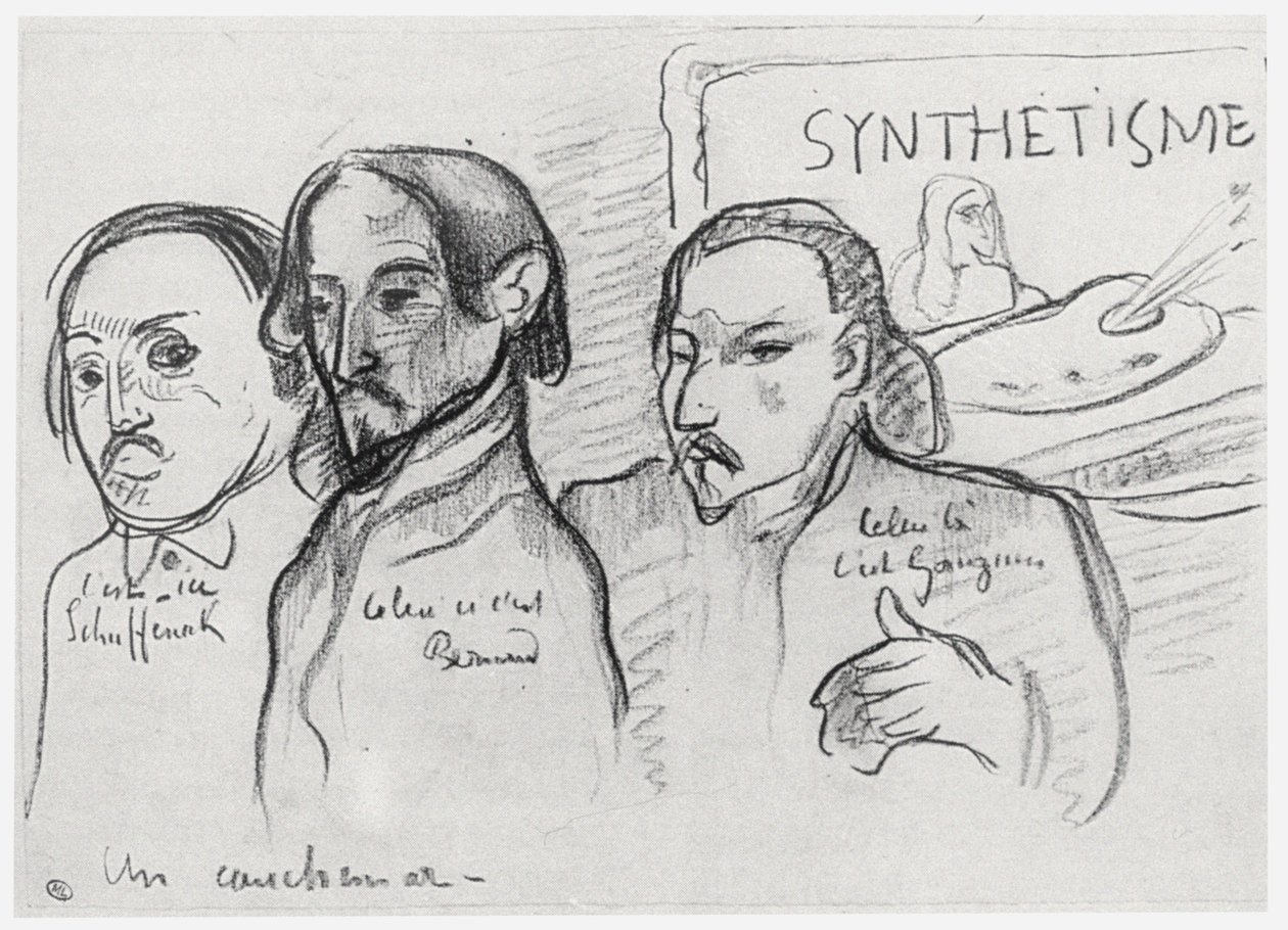 高更，伯纳德和舒弗纳克的肖像 作者 埃米尔·伯纳德（Emile Bernard）