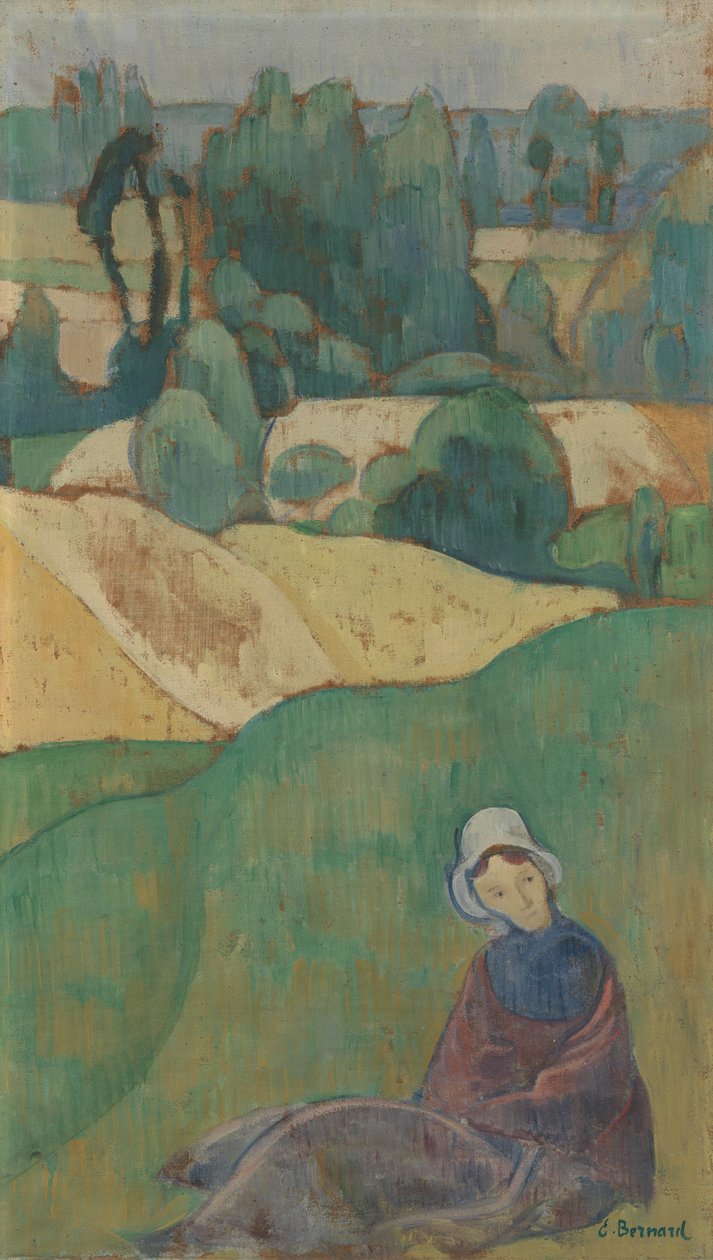 坐在领域的妇女 作者 埃米尔·伯纳德（Emile Bernard）