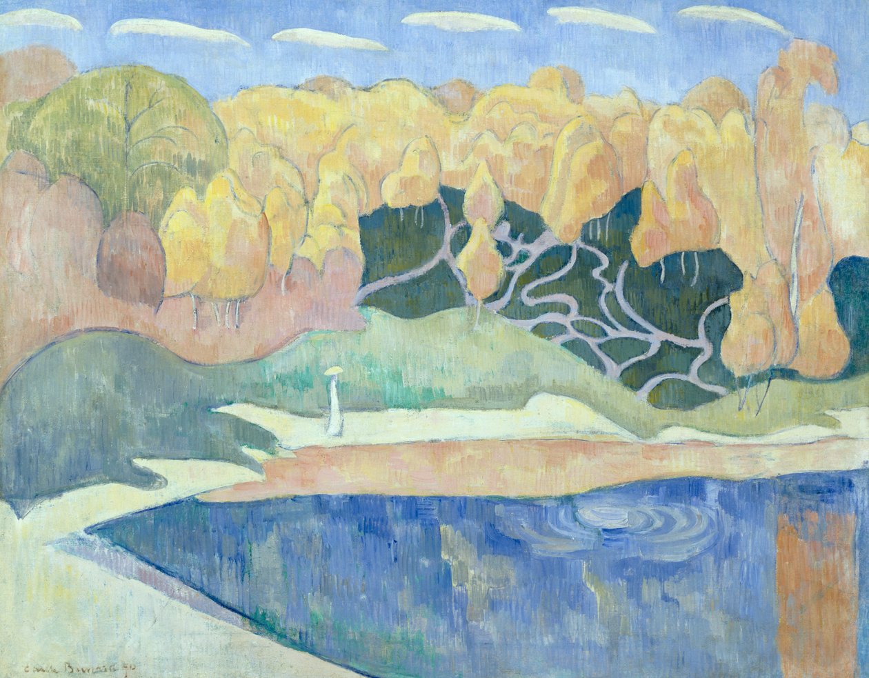 走在Aven的银行的妇女，1890年 作者 埃米尔·伯纳德（Emile Bernard）