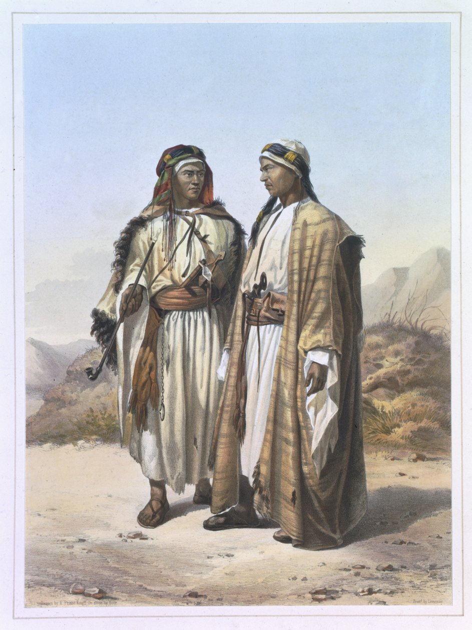 A Mahazi和Soualeh Bedouin，来自&39;尼罗河谷&39;的插图，由Charles Bour（1814-81）酒吧刻。作者：Lemercier，1848 作者 埃米尔·普里斯·达文