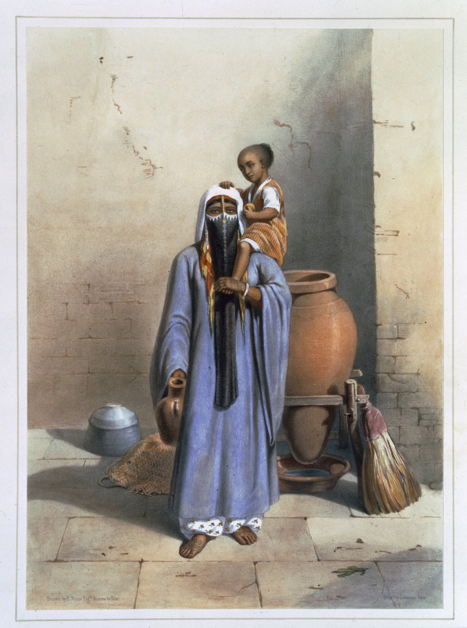 Fellah女人和孩子，来自&39;尼罗河谷&39;的插图，由Charles Bour（1814-81）酒吧刻。作者：Lemercier，1848 作者 埃米尔·普里斯·达文