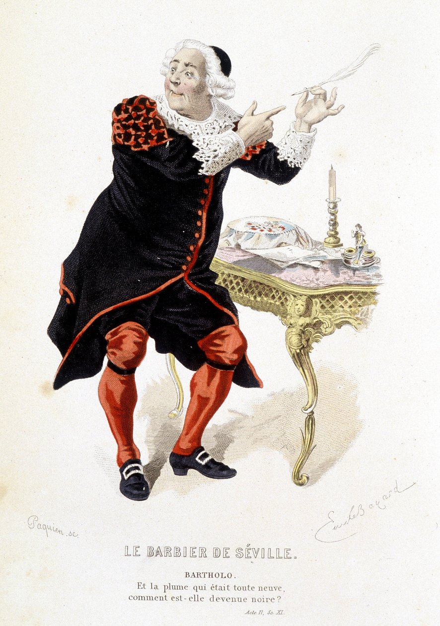 Bartholo 在“塞维利亚的理发师”中 - 在“博马舍全集”中，埃米尔·贝亚德（Emile Bayard）的画作，编辑。 Laplace Sanchez & cie, 巴黎 作者 埃米尔·安托万·贝亚德