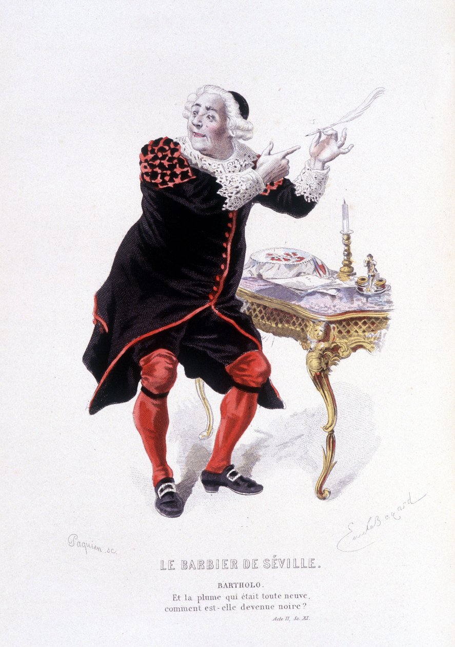 博马舍全集》（Ovre complet de Beaumarchais，1732-1799）中的Bartholo，由Edouard Fournier编辑。拉普拉斯，桑切斯等人，巴黎1876年（雕刻）这里是《塞维利亚的巴比耶》中的巴尔托洛 作者 埃米尔·安托万·贝亚德