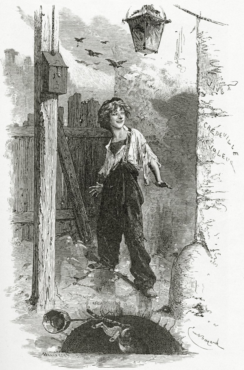 Gavroche，19世纪（bw雕刻） 作者 埃米尔·安托万·贝亚德