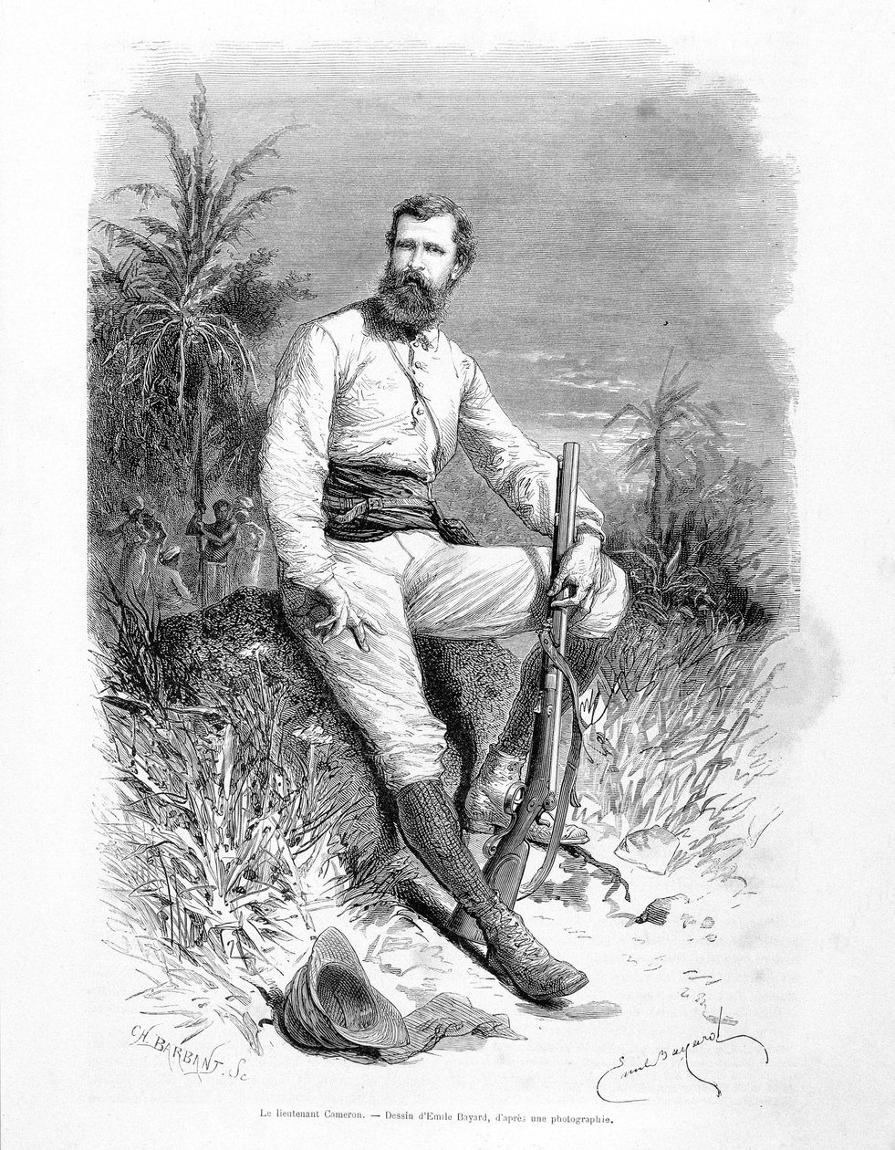 英国中尉和探险家 Verney Lovett Cameron (1844-1894) 的肖像 作者 埃米尔·安托万·贝亚德
