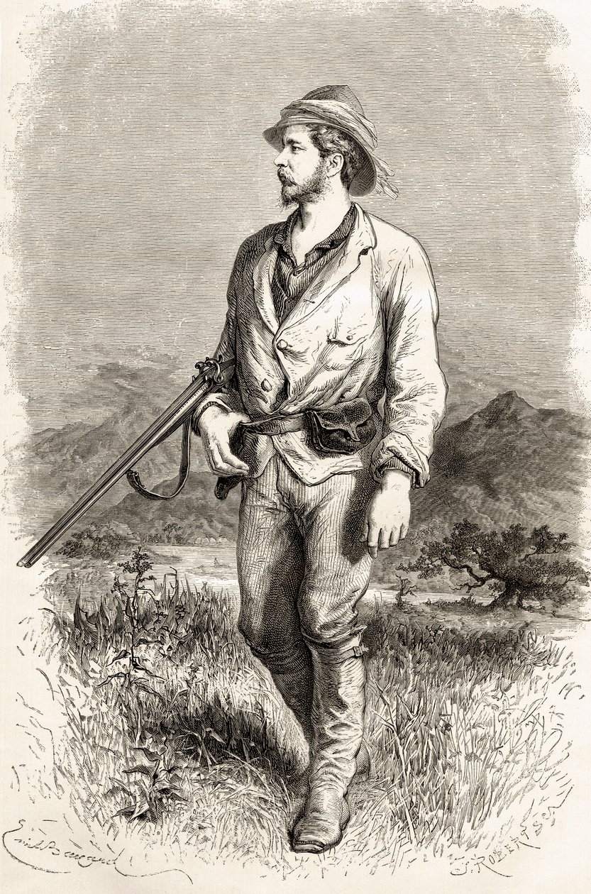 亨利·莫顿·斯坦利爵士，1878年出版的J.罗伯特镌刻的“手中的世界”插图 作者 埃米尔·安托万·贝亚德