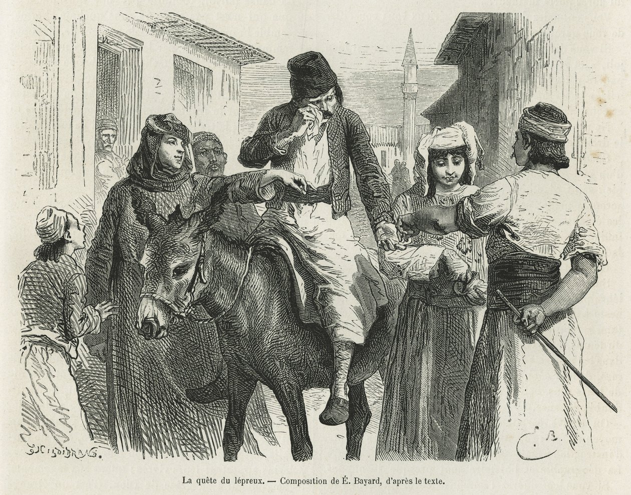 Leproux Quest in Chio，由Emile Bayard绘制，用于说明 "Chio岛"（土耳其东部）的故事，1877年，由A.Testevuide博士绘制。Le tour du monde中的版画 作者 埃米尔·安托万·贝亚德