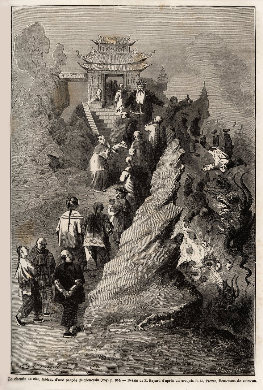 天道》，E.Bayard的画作，根据法国驻华公使M.de Bourboulon在1859年至1862年期间从上海到莫斯科的画作绘制而成。雕刻在 "世界之旅 "中，由Edou编辑。 作者 埃米尔·安托万·贝亚德