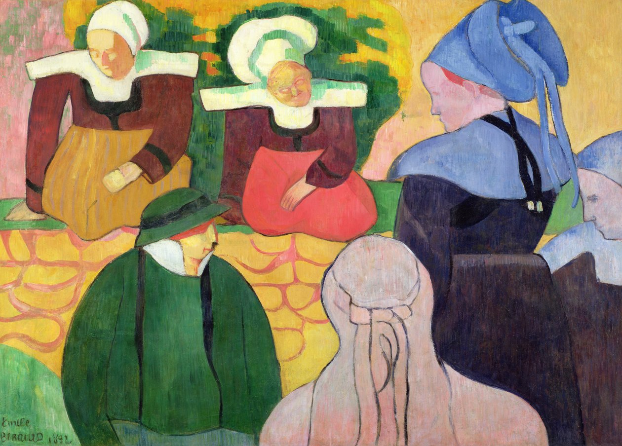 墙上的布列塔尼妇女 作者 埃米尔·伯纳德（Emile Bernard）