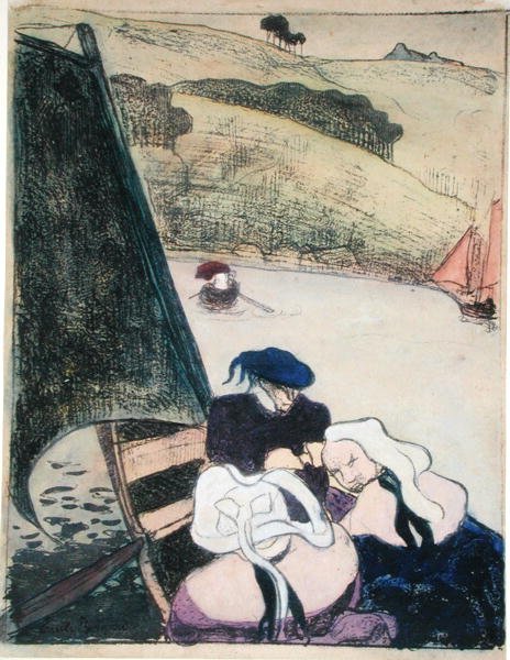 布列塔尼人在船上，来自“Les Brettoneries”系列 作者 埃米尔·伯纳德（Emile Bernard）