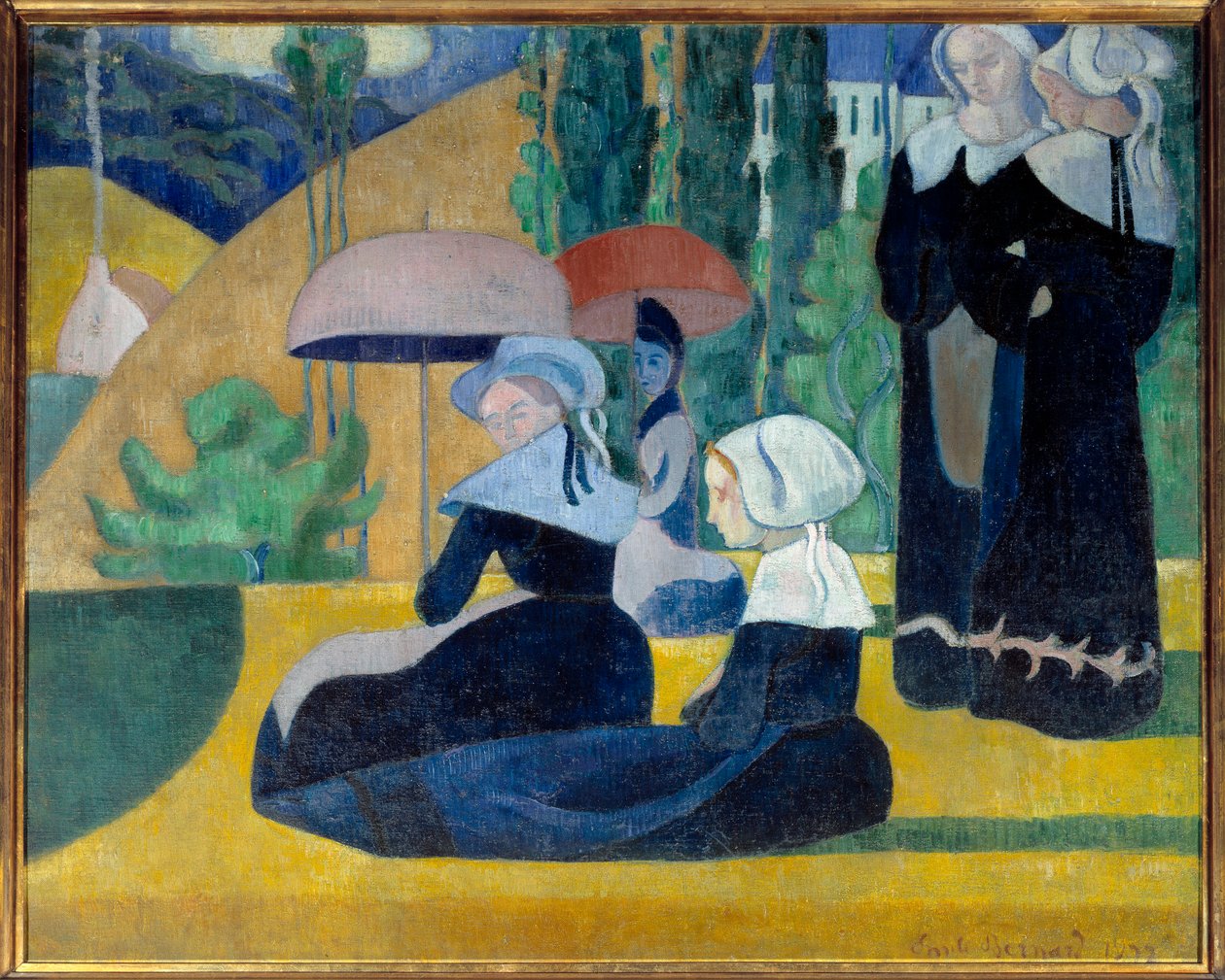 带雨伞的布列塔尼人 作者 埃米尔·伯纳德（Emile Bernard）