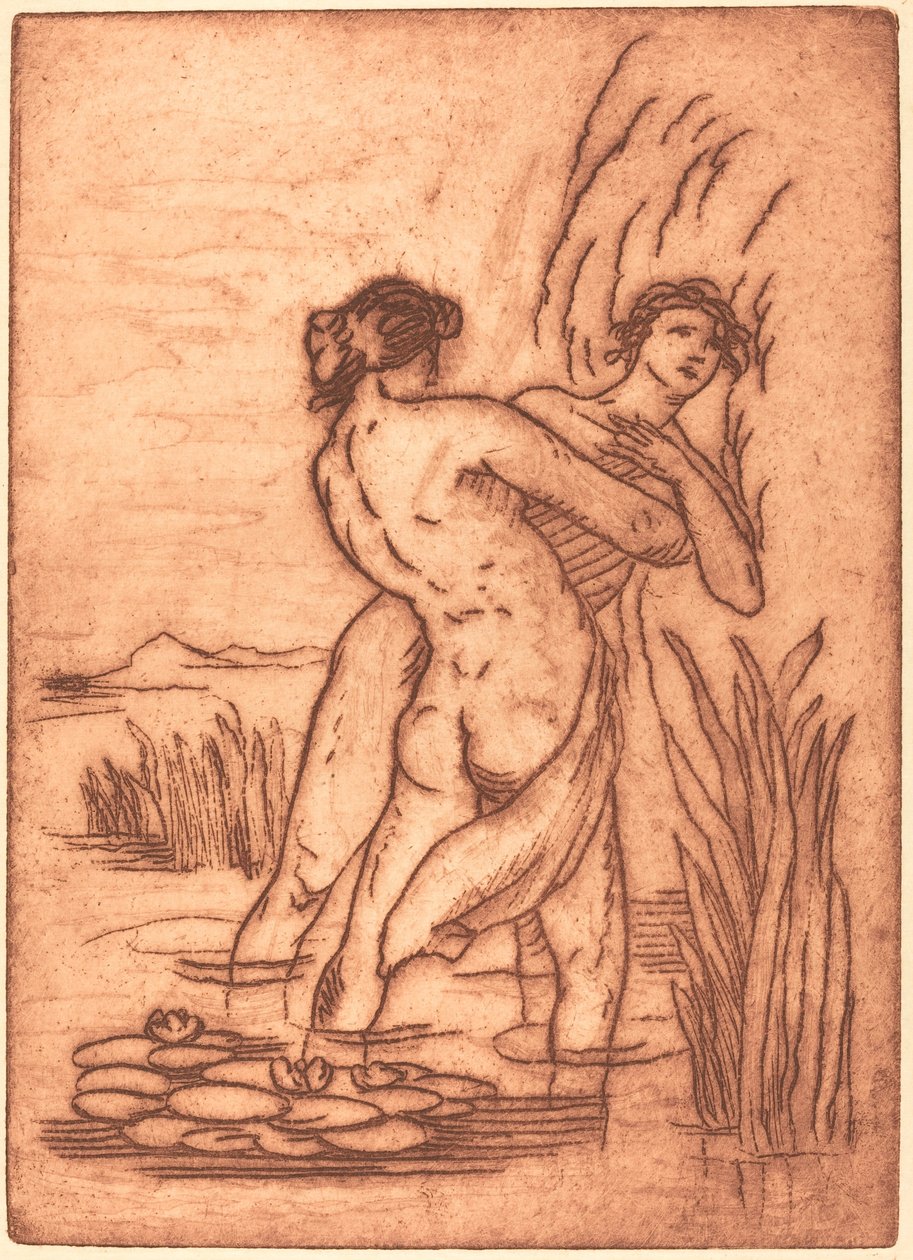 站在水里的情侣 作者 埃米尔·伯纳德（Emile Bernard）
