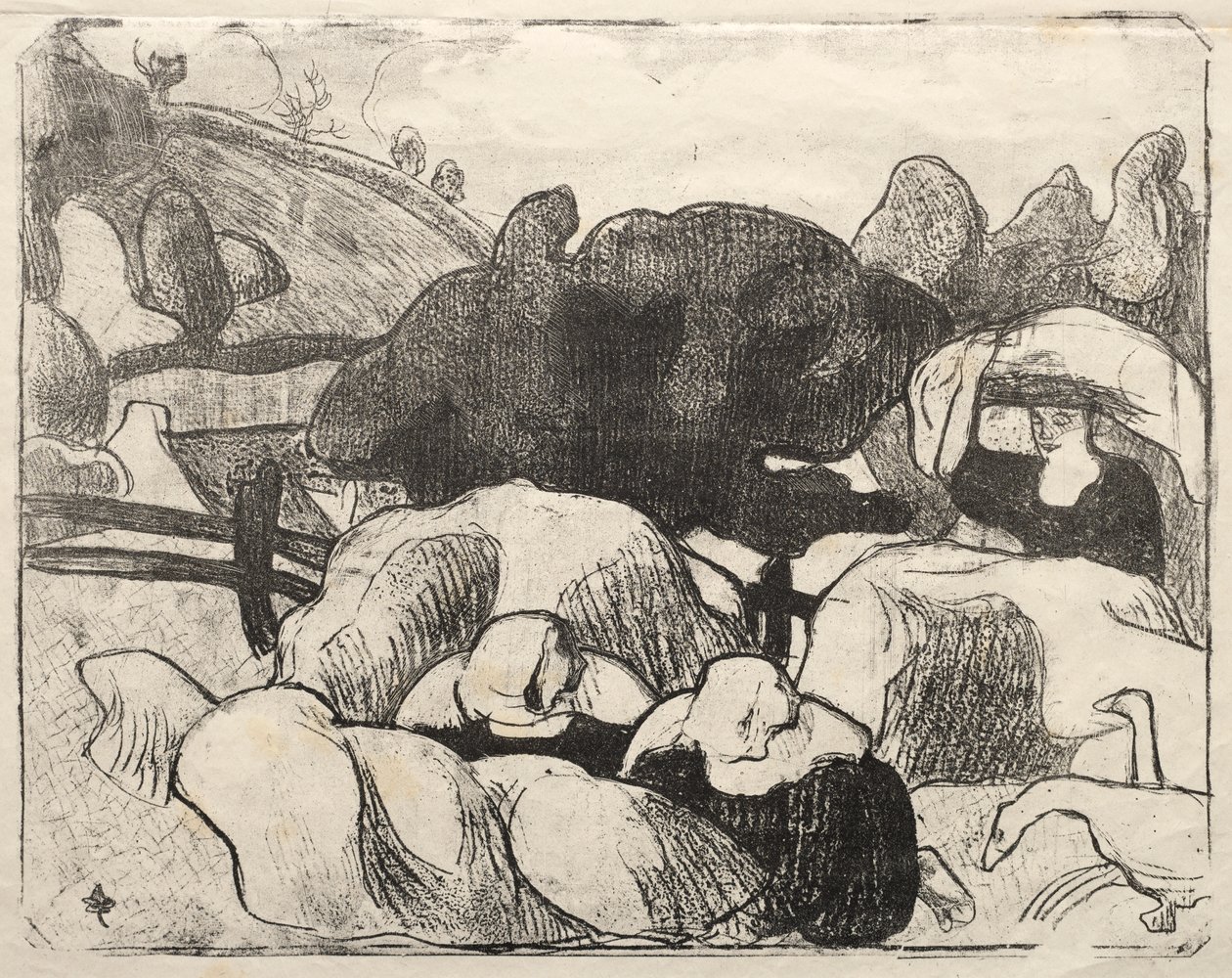 布列塔尼妇女堆干草堆 作者 埃米尔·伯纳德（Emile Bernard）