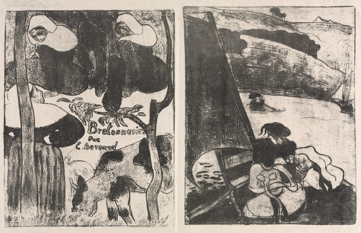 Les Bretonneries：标题页》（Page de Titre）和《朝圣归来》（Le Retour du Pardon） 作者 埃米尔·伯纳德（Emile Bernard）