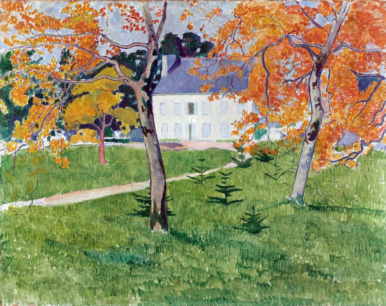 树丛中的房子 - 埃米尔-贝尔纳（1868-1941 年）的油画，布面油画 作者 埃米尔·伯纳德（Emile Bernard）