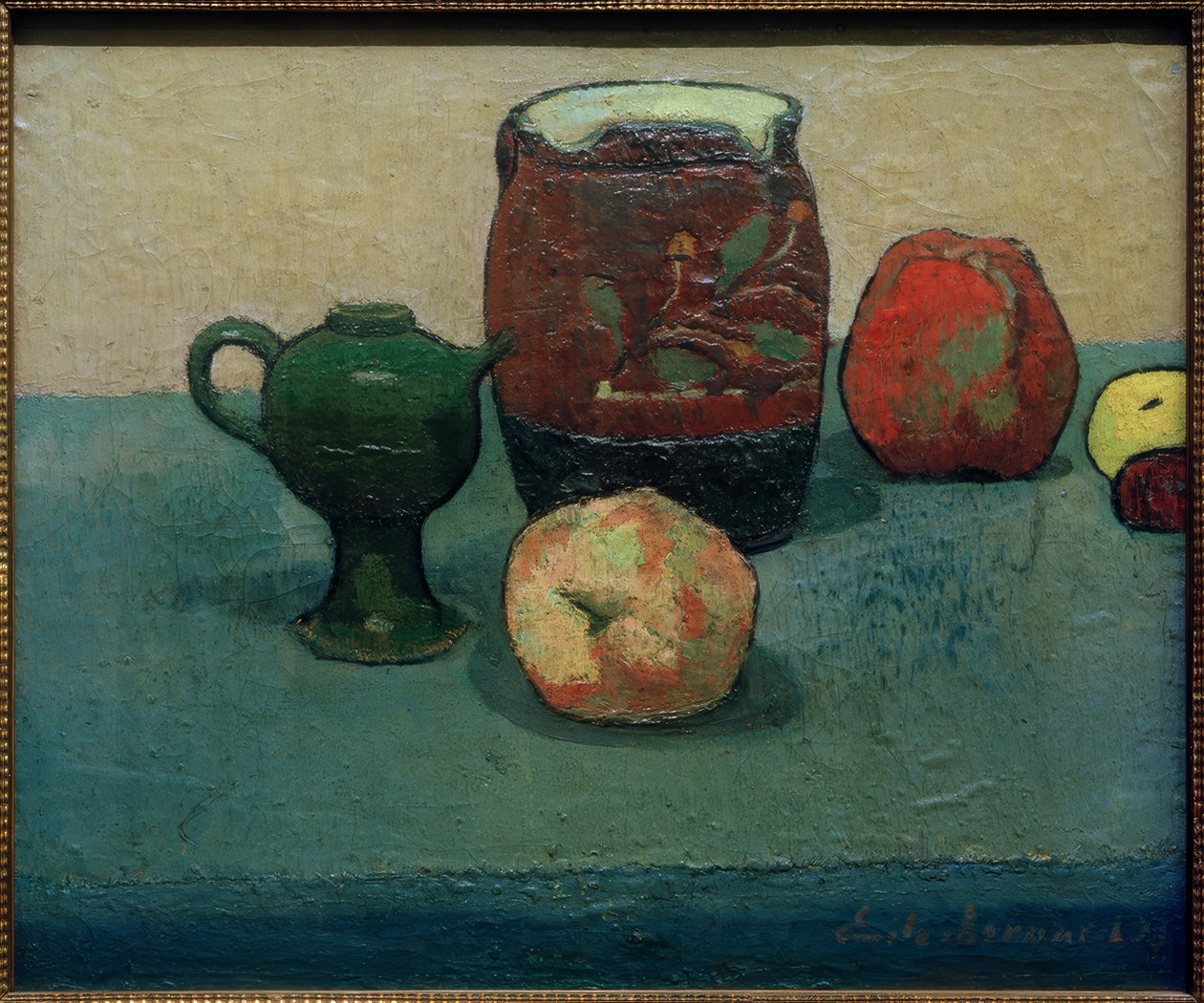 静物与Steinkrug和苹果 作者 埃米尔·伯纳德（Emile Bernard）