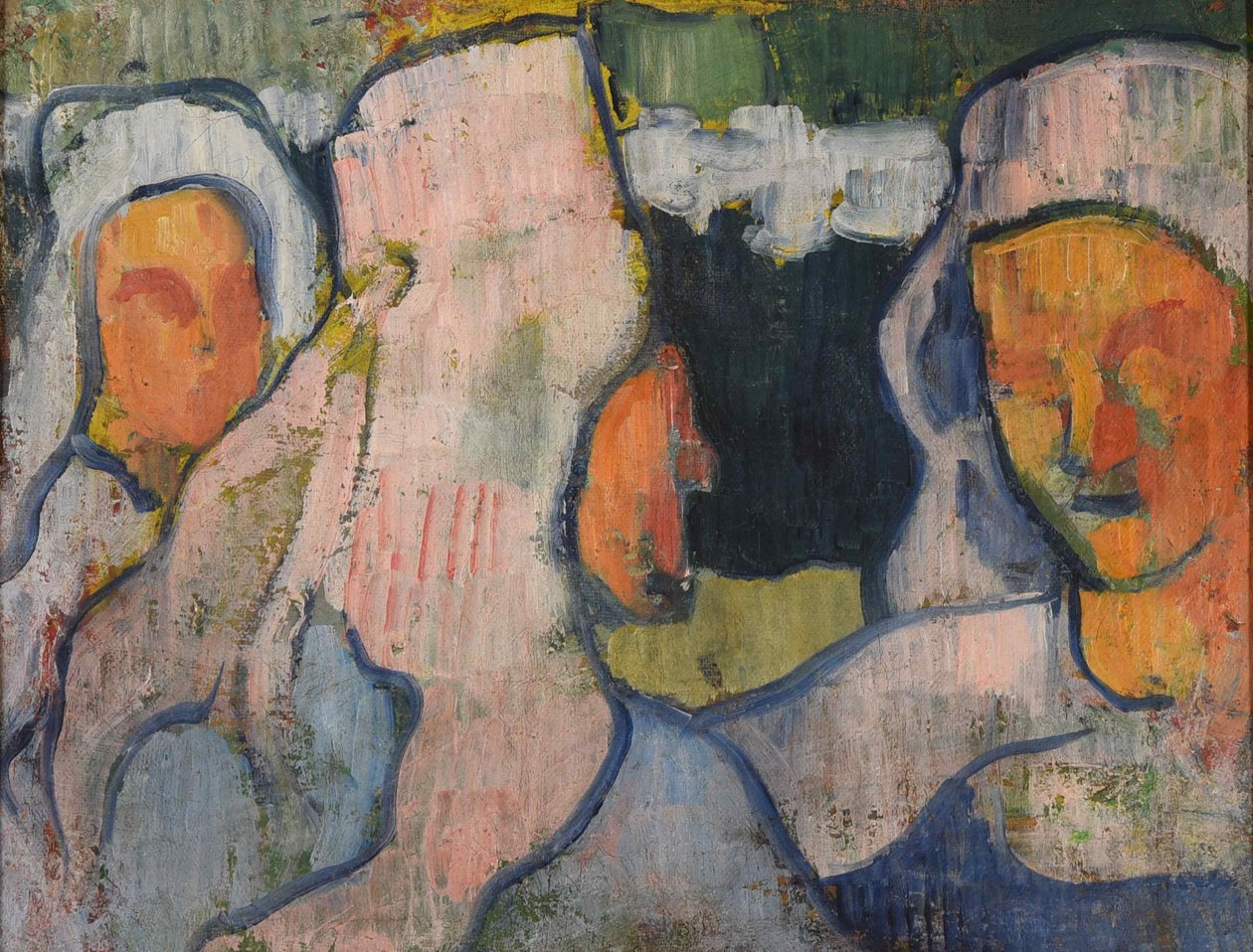 哀悼头饰中的三个不列塔尼人，1888年。 作者 埃米尔·伯纳德（Emile Bernard）