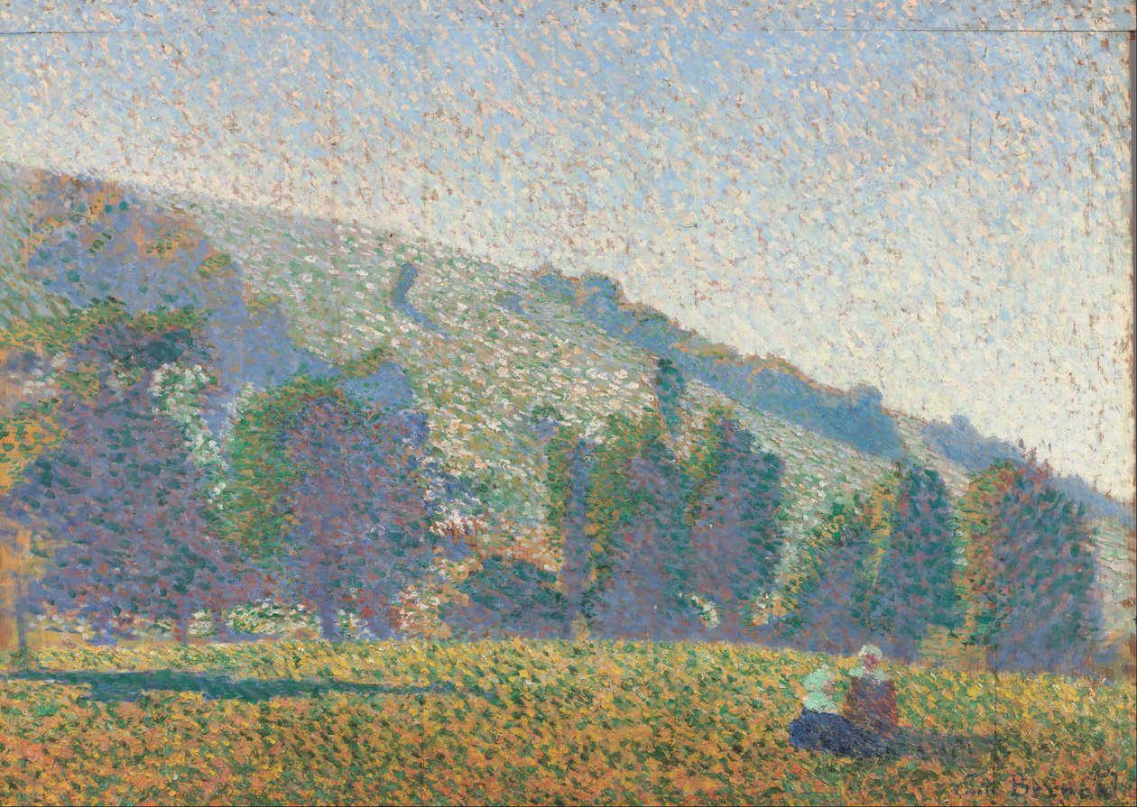 两个布列塔尼女人在草地上 作者 埃米尔·伯纳德（Emile Bernard）