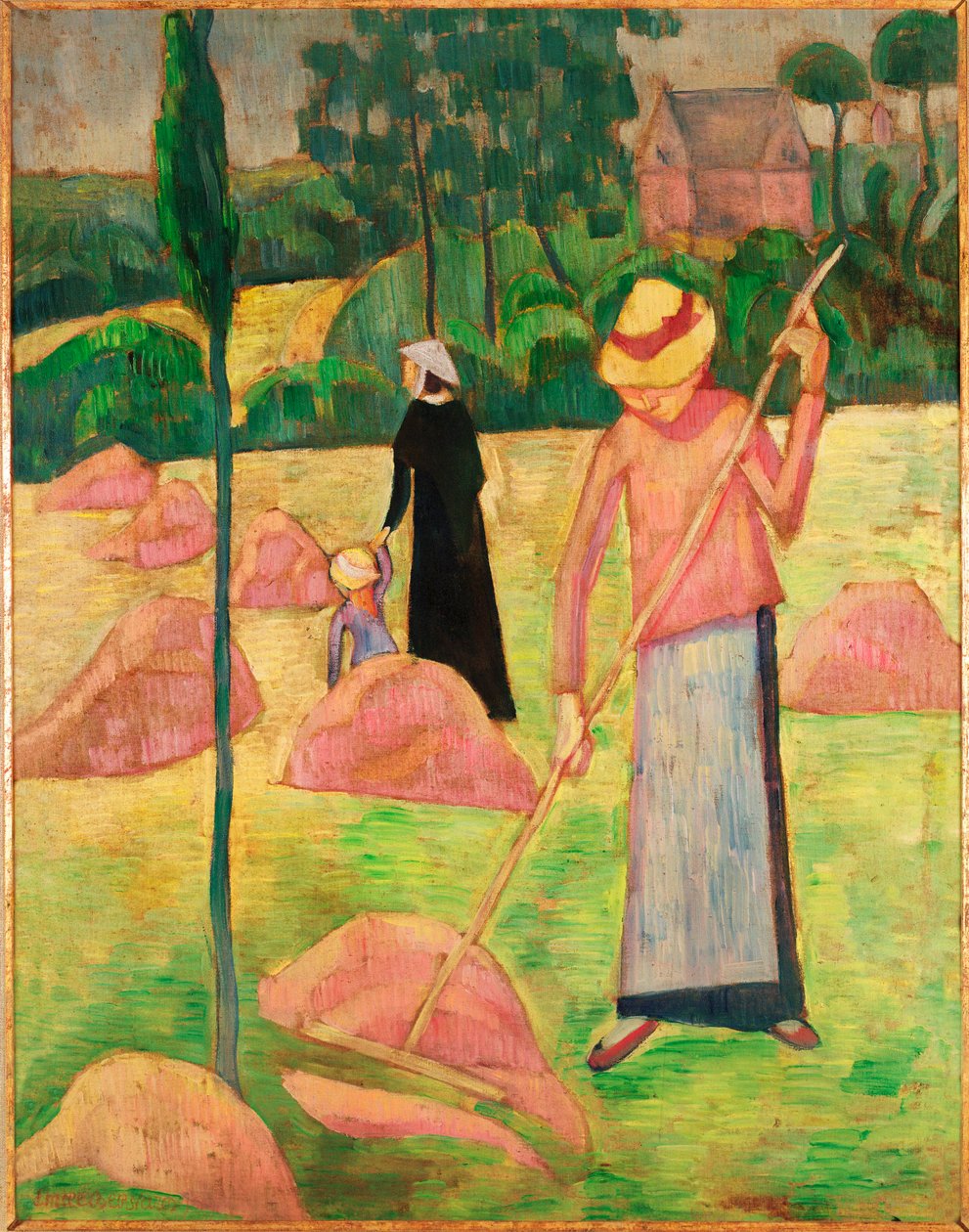 拿着耙子的女人......（布面油画） 作者 埃米尔·伯纳德（Emile Bernard）