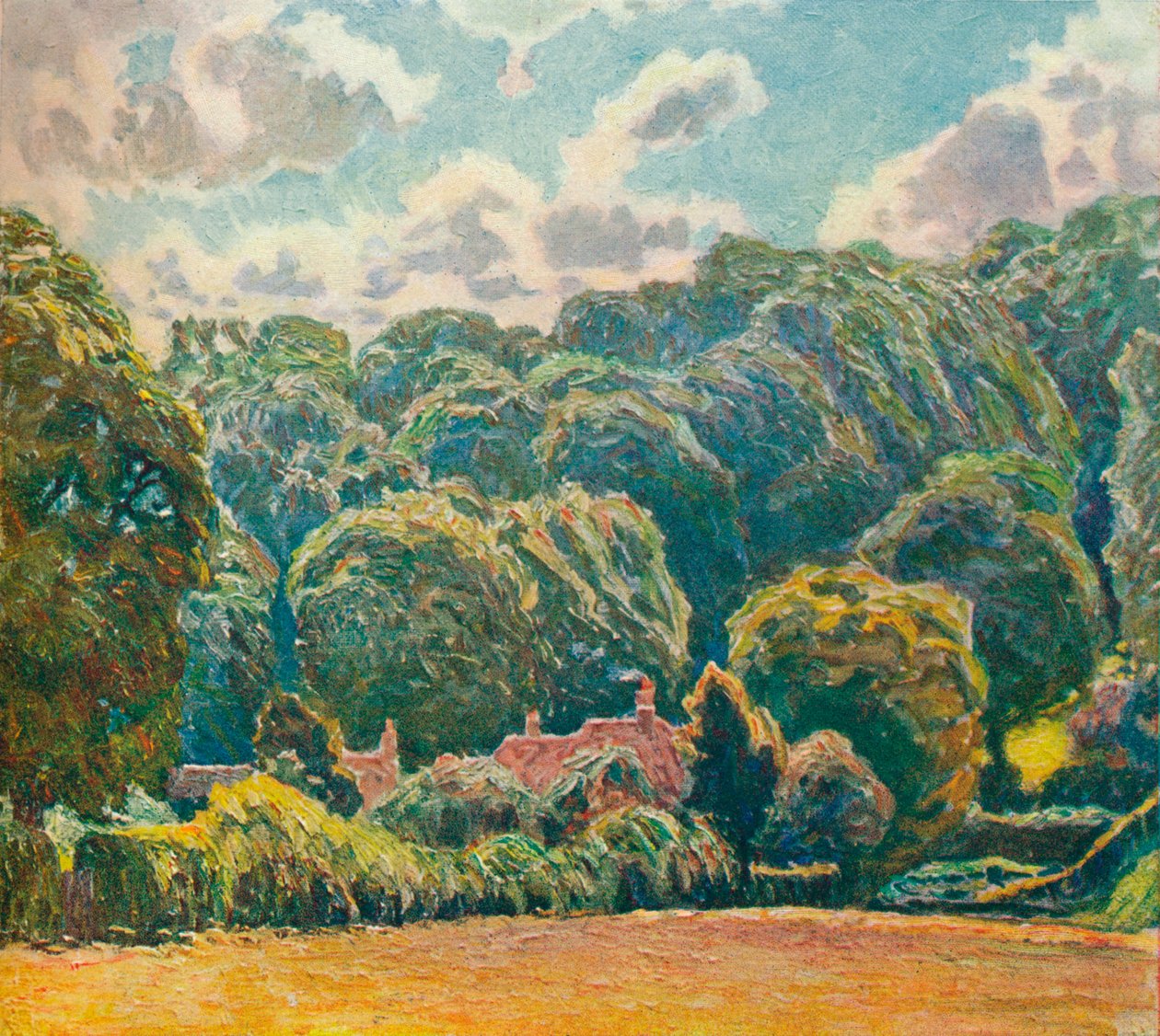 树木繁茂的山坡上，阿普顿灰，1914年 作者 埃米尔克劳斯