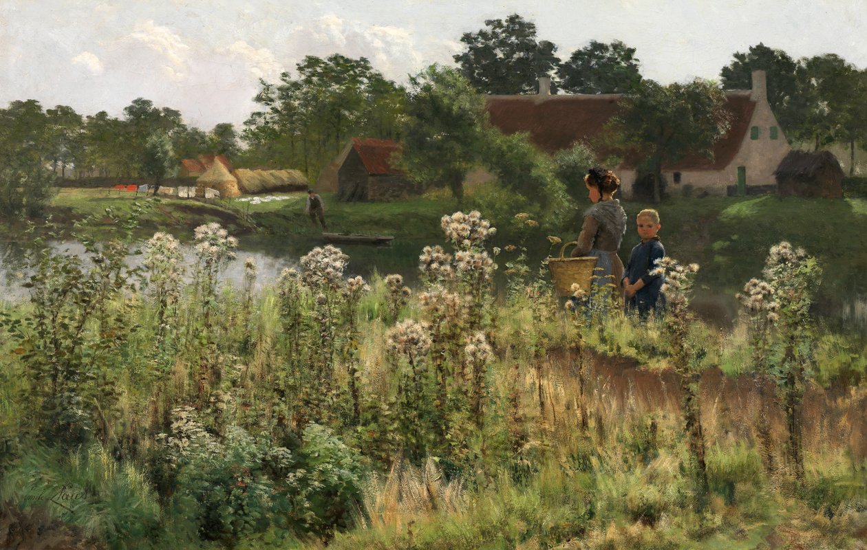 阿斯坦的利斯河，c.1885（布面油画） 作者 埃米尔克劳斯