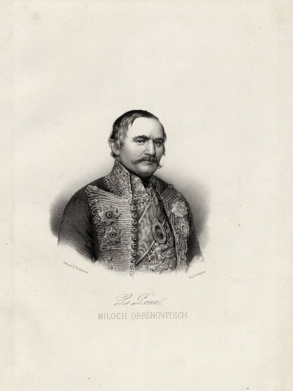 米洛·奥布雷诺维奇一世（Milo Obrenovic I）1780-1860，塞尔维亚王子，约1838年 作者 埃米尔·德斯麦森斯