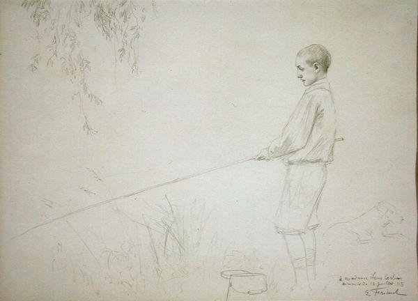 小男孩钓鱼 作者 埃米尔·弗里安特（Emile Friant）