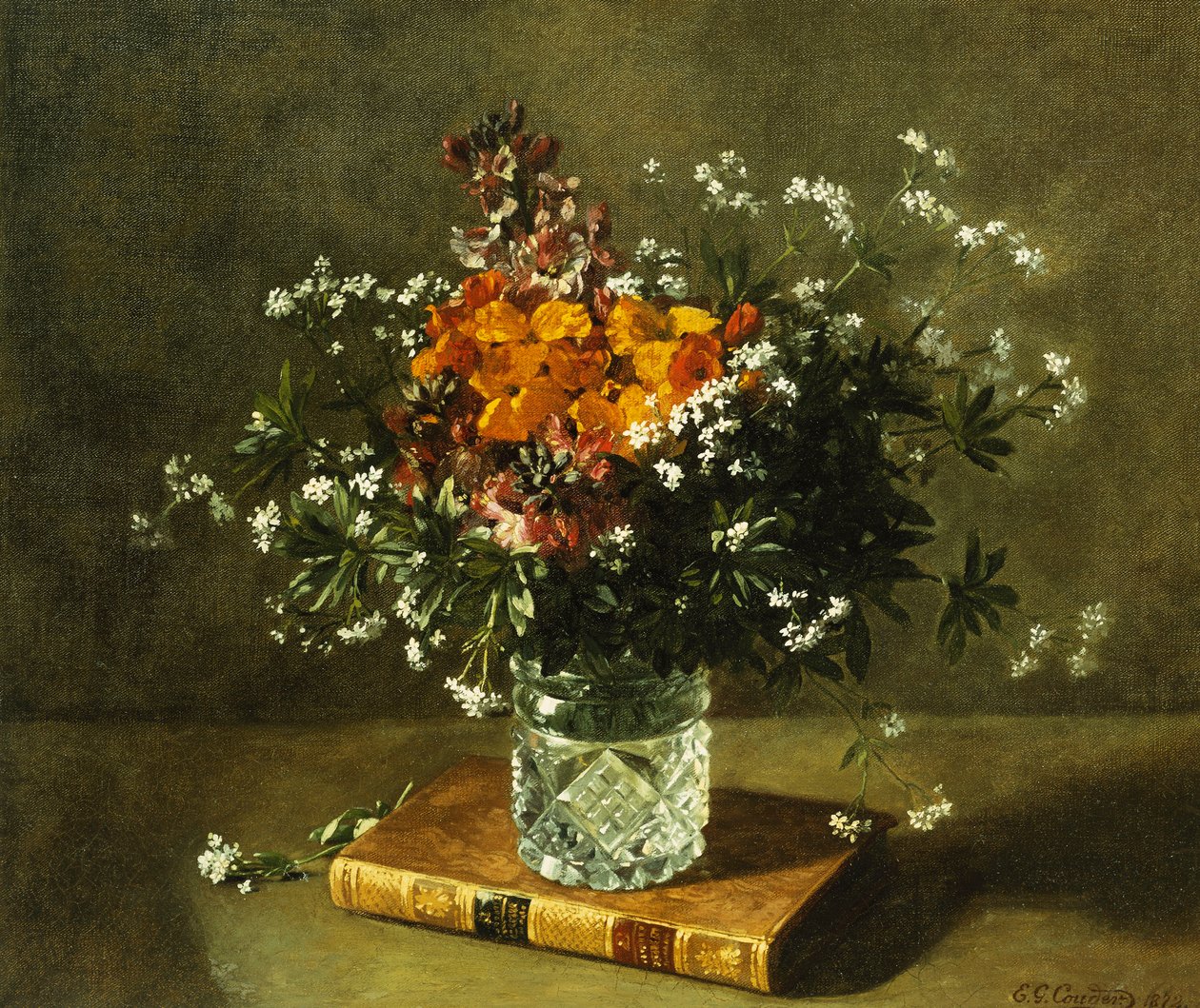 花卉静物画，1872年 作者 埃米尔·古斯塔夫·库德