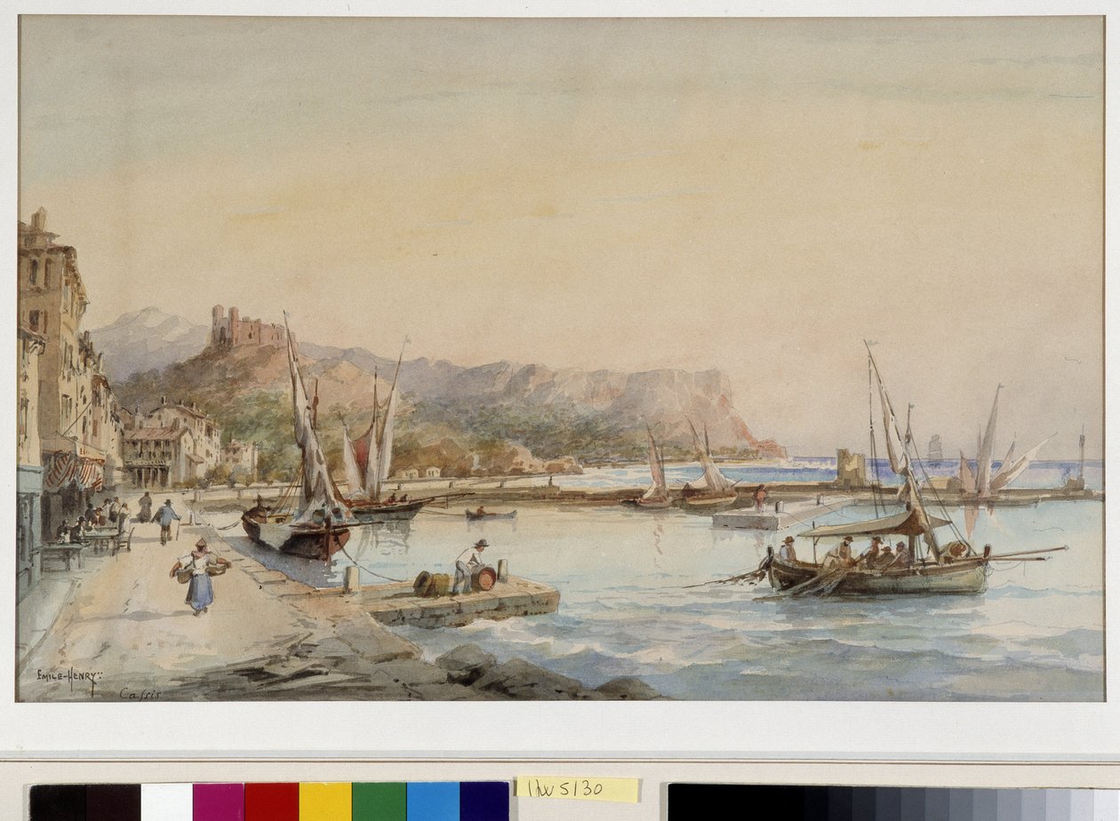 卡西斯港水彩画，埃米尔-亨利（1822-1920 年），马赛普罗旺斯问候基金会 作者 埃米尔·亨利