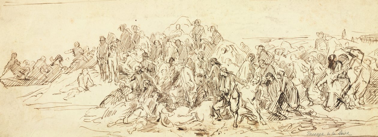 1793年10月穿越卢瓦尔河（墨水在纸上） 作者 埃米尔·让·霍勒斯·韦尔内