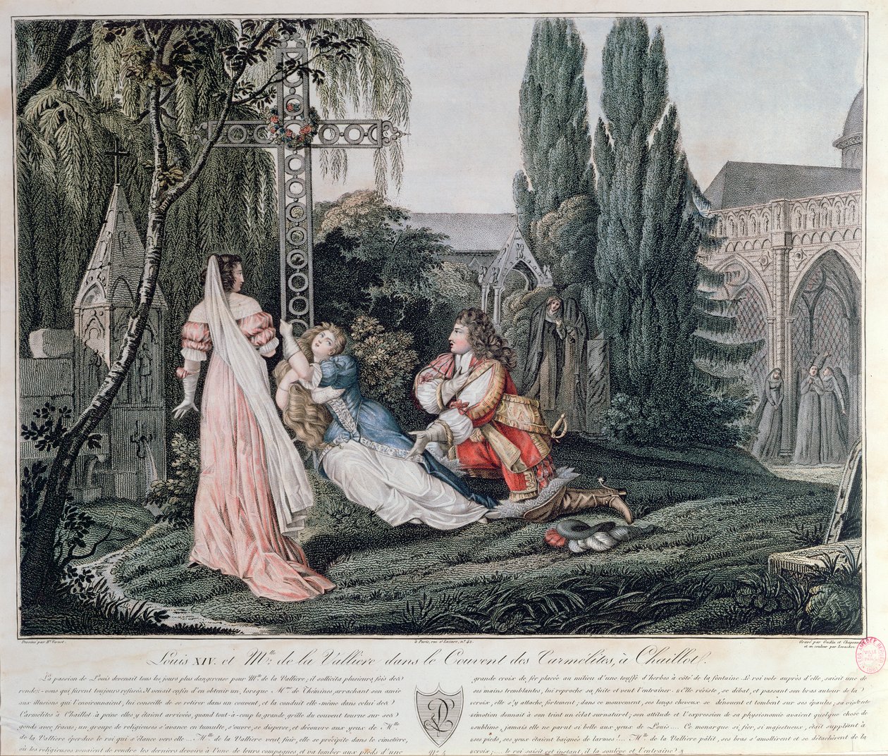 路易十四追捕路易斯·德拉瓦利埃（Louise de la Valliere），他于1662年在Chaillot的加尔默罗会修道院与国王争吵后避难 作者 埃米尔·让·霍勒斯·韦尔内