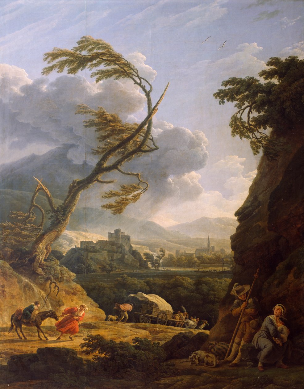 埃米尔-让-霍拉斯-弗内(1789-1863)的《土地上的午餐》(Midi sur terre, coup de vent) 作者 埃米尔·让·霍勒斯·韦尔内