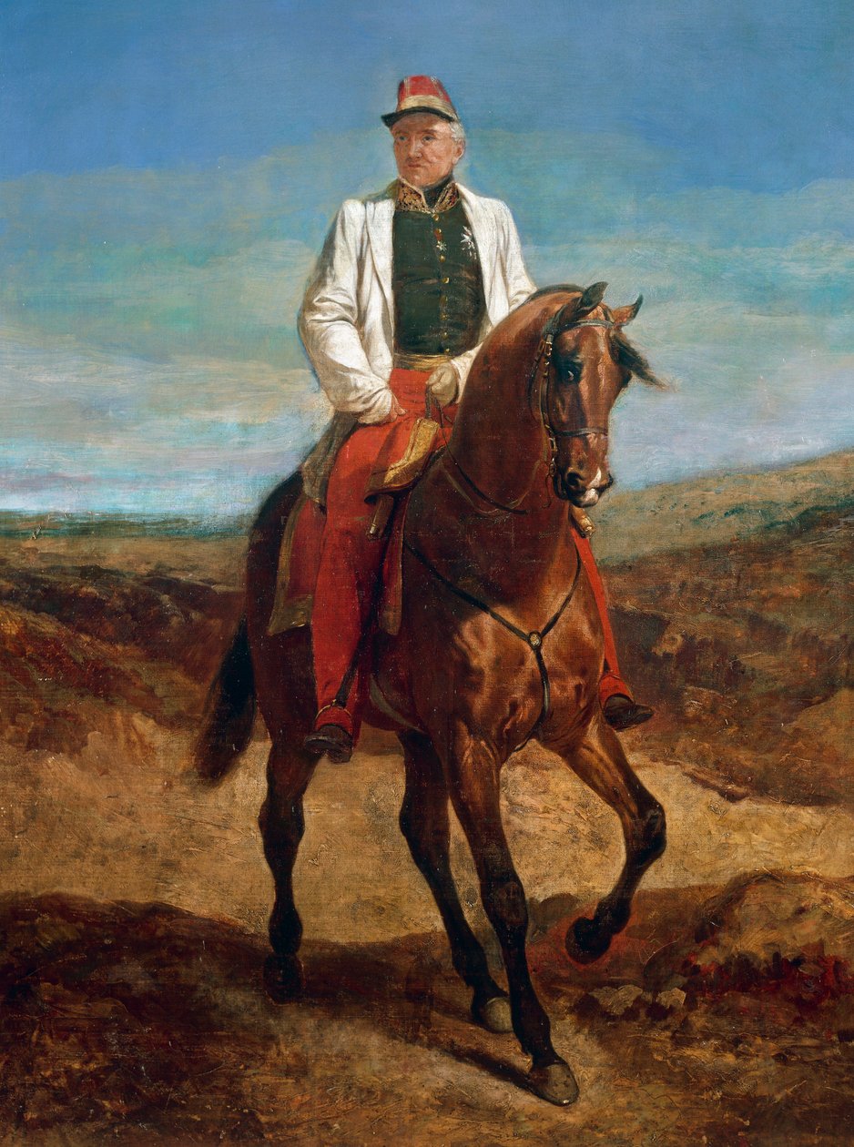 Thomas Robert Bugeaud de la Piconnerie（1784-1849 年）的骑马肖像，1844 年任伊斯利公爵，1843 年任法国海军少校，阿尔及利亚总督。 作者 埃米尔·让·霍勒斯·韦尔内